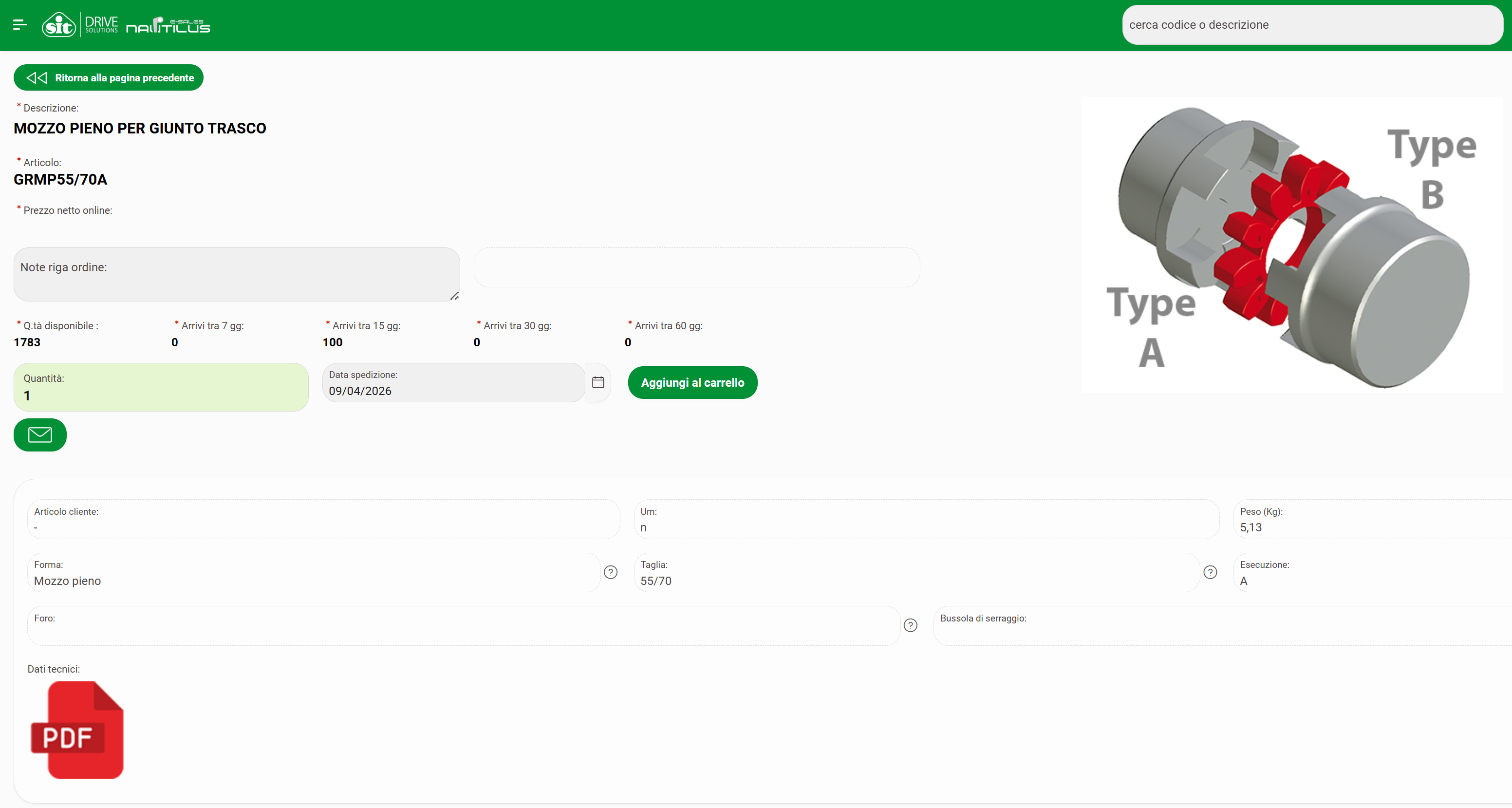 Scheda prodotto Nautilus