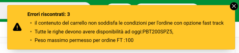 Spedizione FAST TRACK - banner anomalia